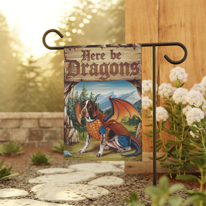 Printify Home Decor German Shorthaired Pointer Dog Dragon Garden Flag, Pet Yard Spring Decor, Housewarming Halloween
