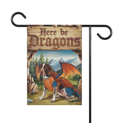 Printify Home Decor German Shorthaired Pointer Dog Dragon Garden Flag, Pet Yard Spring Decor, Housewarming Halloween