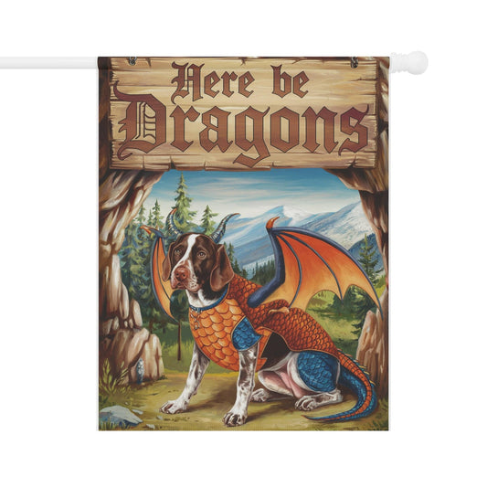 Printify Home Decor 24.5'' × 32'' German Shorthaired Pointer Dog Dragon Garden Flag, Pet Yard Spring Decor, Housewarming Halloween