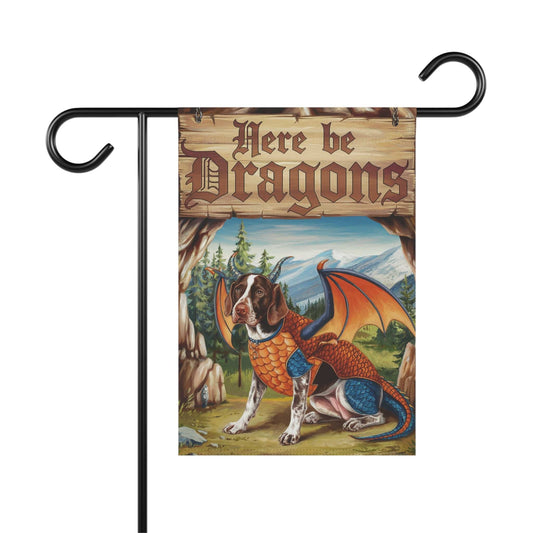 Printify Home Decor 12'' × 18'' German Shorthaired Pointer Dog Dragon Garden Flag, Pet Yard Spring Decor, Housewarming Halloween