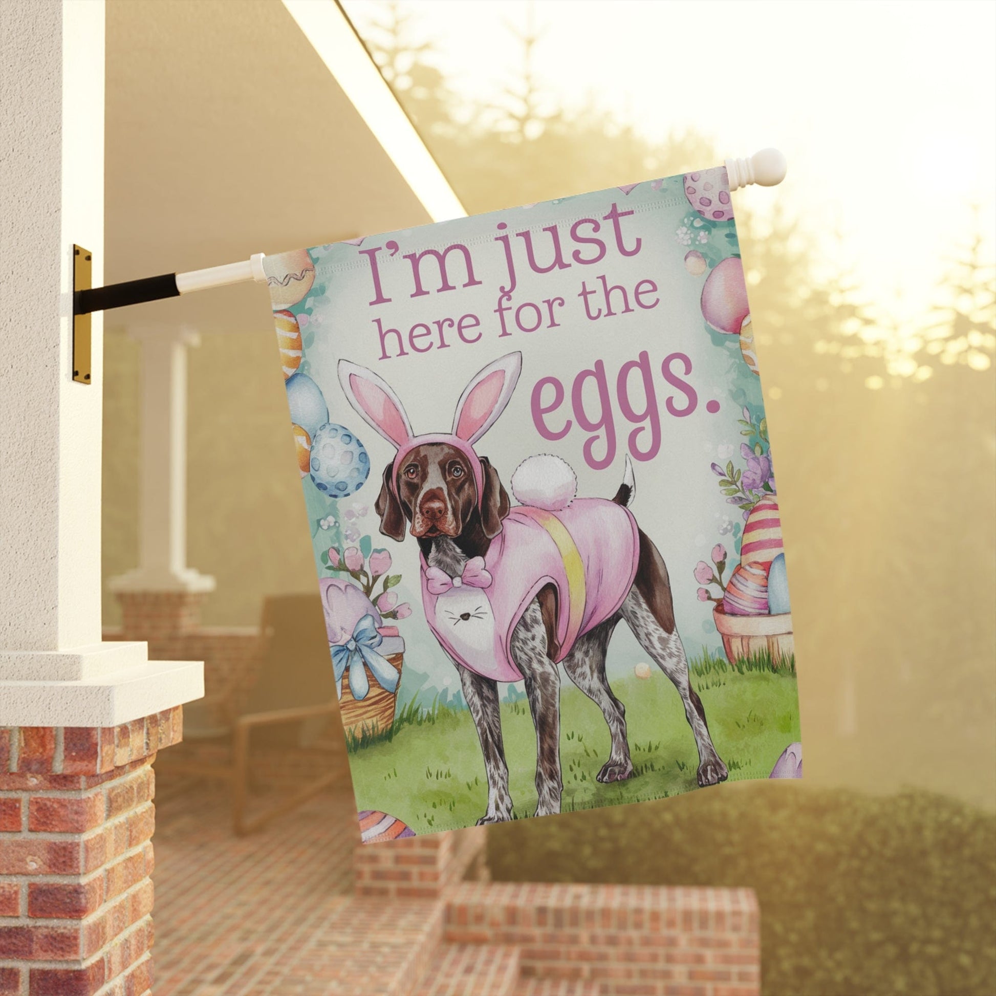 Printify Home Decor German Shorthaired Pointer Easter Yard Flag Home Garden, Funny Dog Lover Outside Decor
