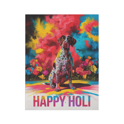 Printify Home Decor German shorthaired pointer Holi Garden Flag, Indian Spring Festival, Dog Lovers Yard Outside Decor
