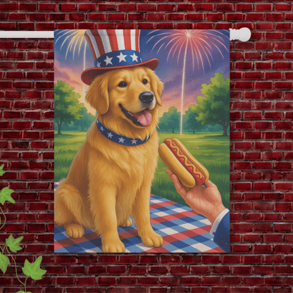 Golden Retriever 4th July Garden Flag 24.5'' × 32''