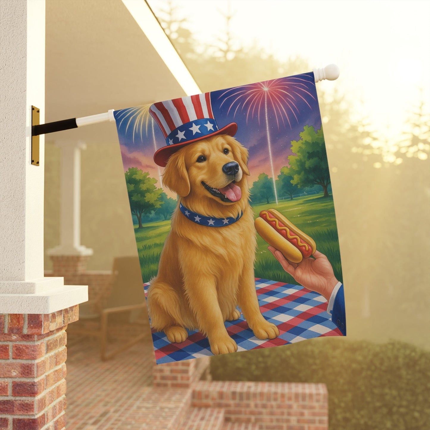 Golden Retriever 4th July Garden Flag