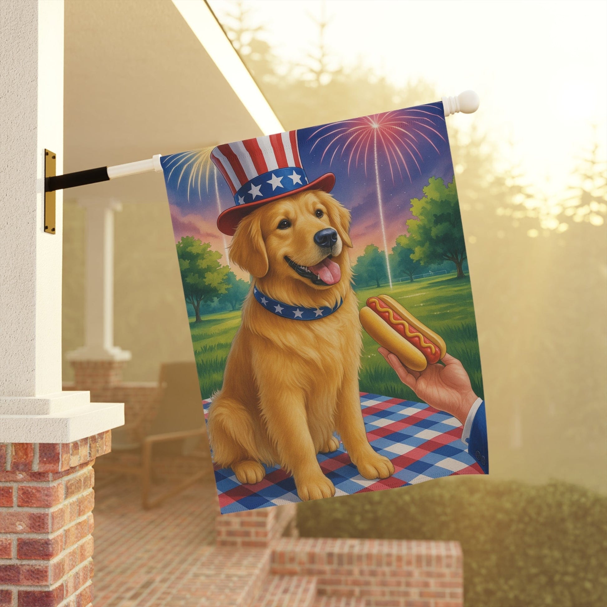 Golden Retriever 4th July Garden Flag