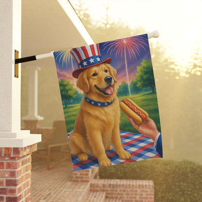 Golden Retriever 4th July Garden Flag
