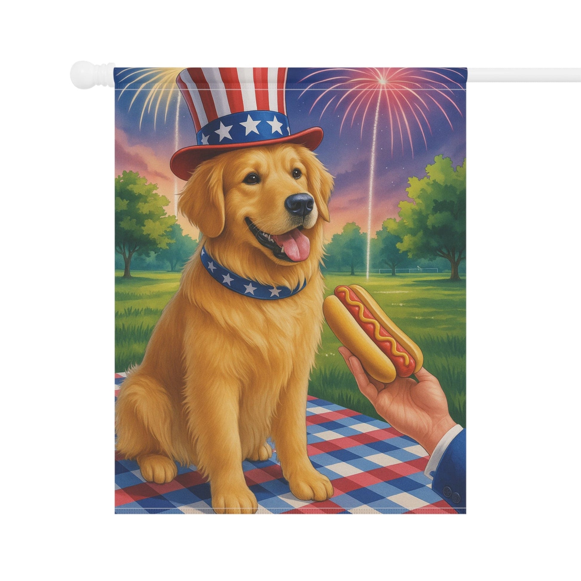 Golden Retriever 4th July Garden Flag