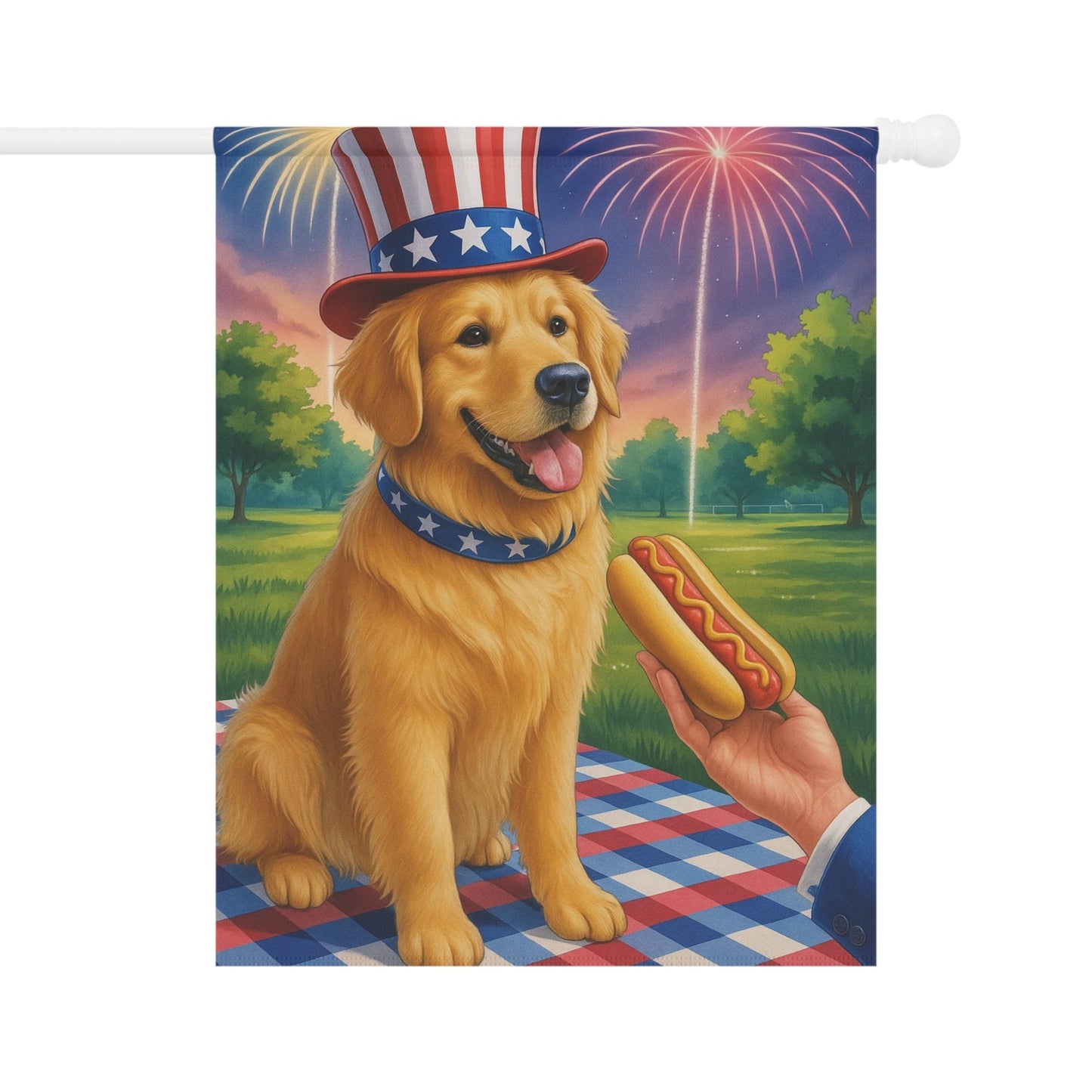 Golden Retriever 4th July Garden Flag