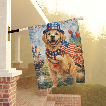 Golden Retriever 4th of July Picnic Garden Flag