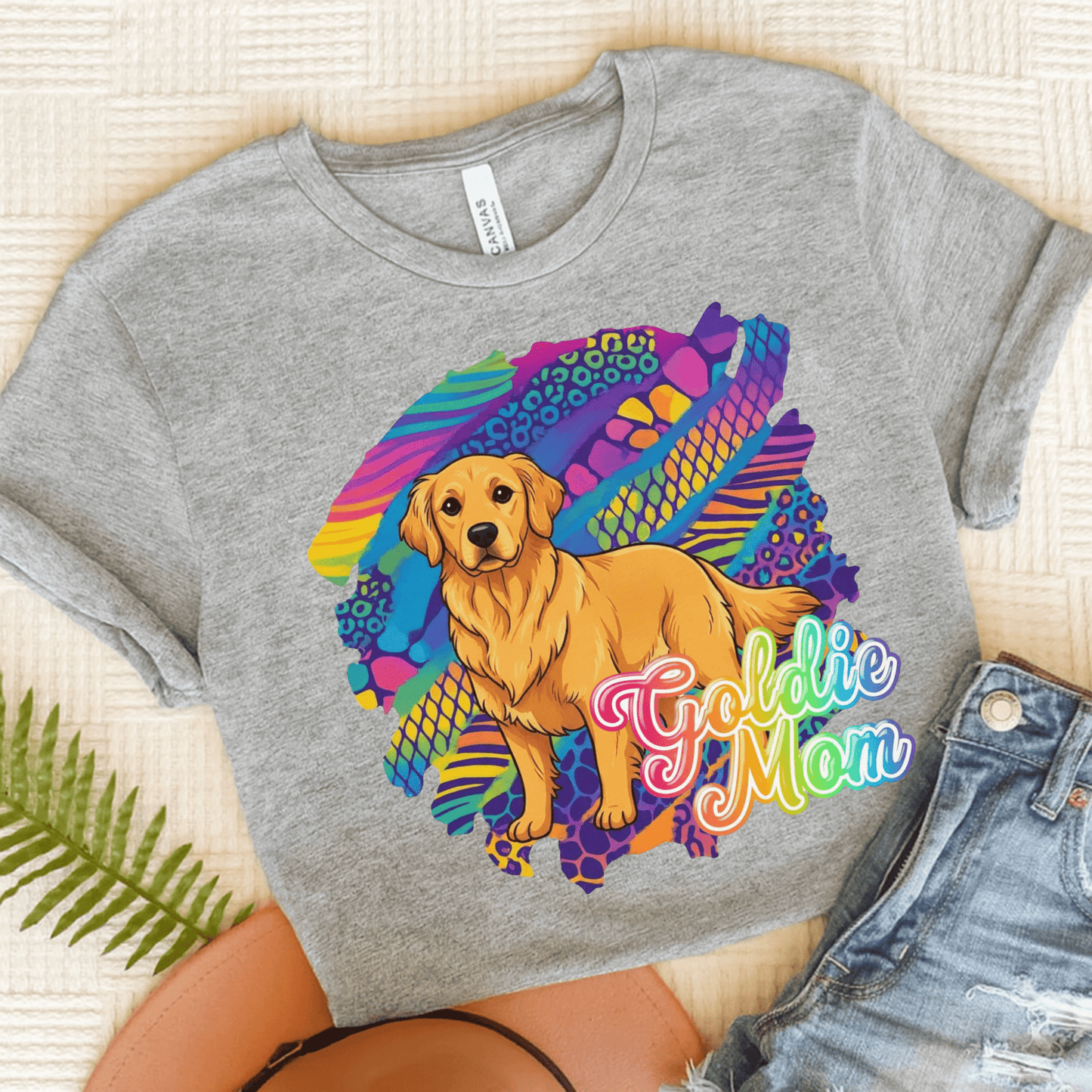 Golden Retriever 90's Neon TShirt Athletic Heather
