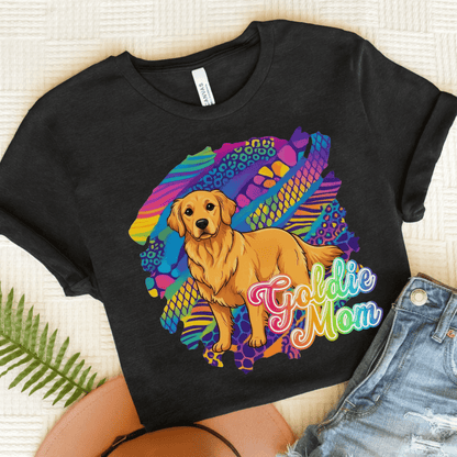 Golden Retriever 90's Neon TShirt Dark Grey Heather