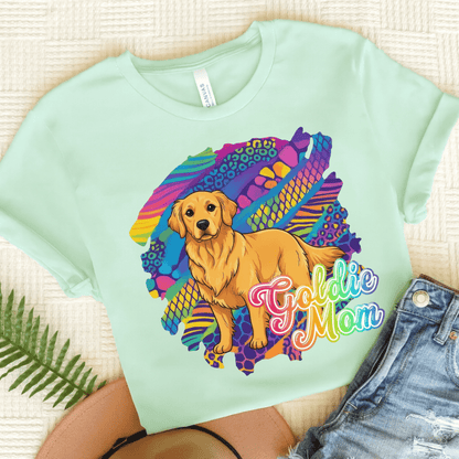 Golden Retriever 90's Neon TShirt Heather Mint
