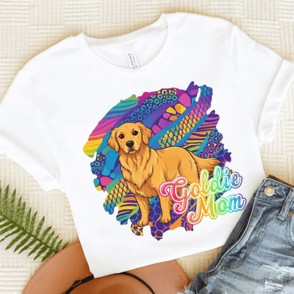 Golden Retriever 90's Neon TShirt White
