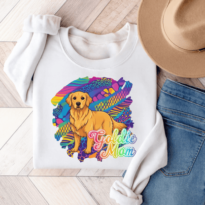 Golden Retriever 90s Neon Sweatshirt White