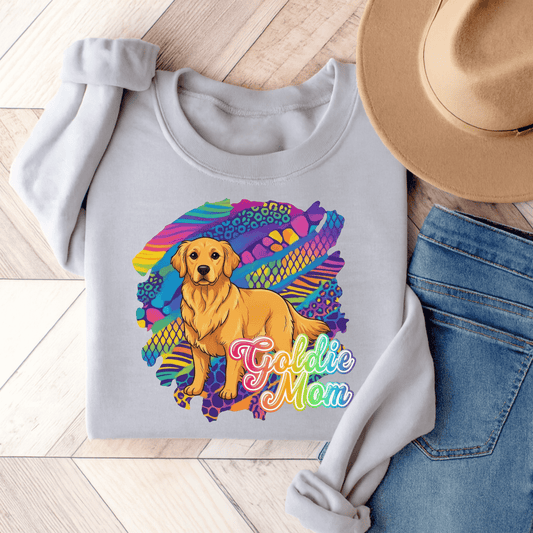 Golden Retriever 90s Neon Unisex Sweatshirt Ash