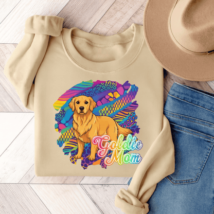Golden Retriever 90s Neon Sweatshirt Sand