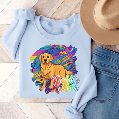 Golden Retriever 90s Neon Sweatshirt Light Blue