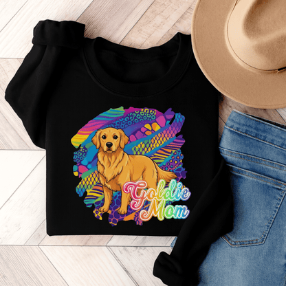 Golden Retriever 90s Neon Sweatshirt Black