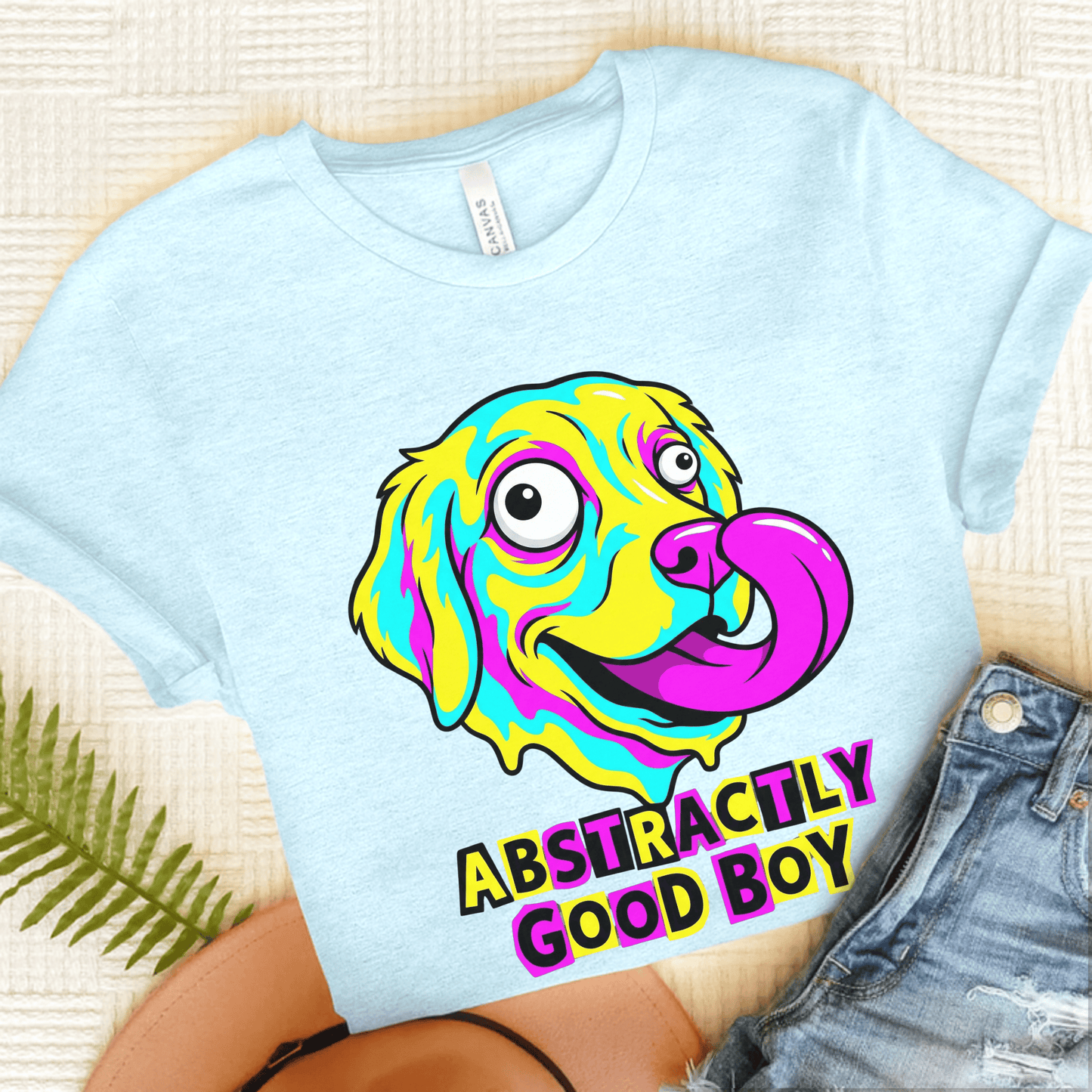 Golden Retriever Abstract Art Punk Unisex TShirt Heather Ice Blue