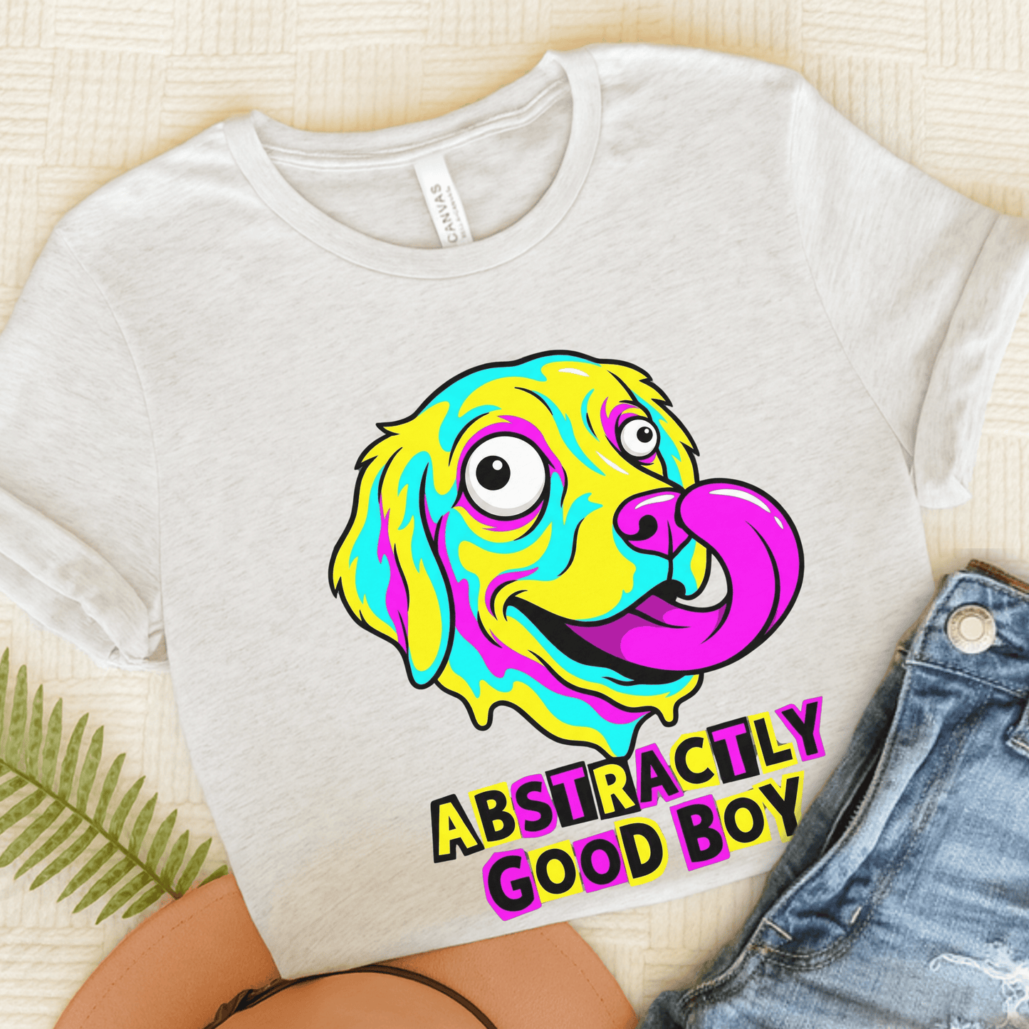 Golden Retriever Abstract Art Punk Unisex TShirt Ash