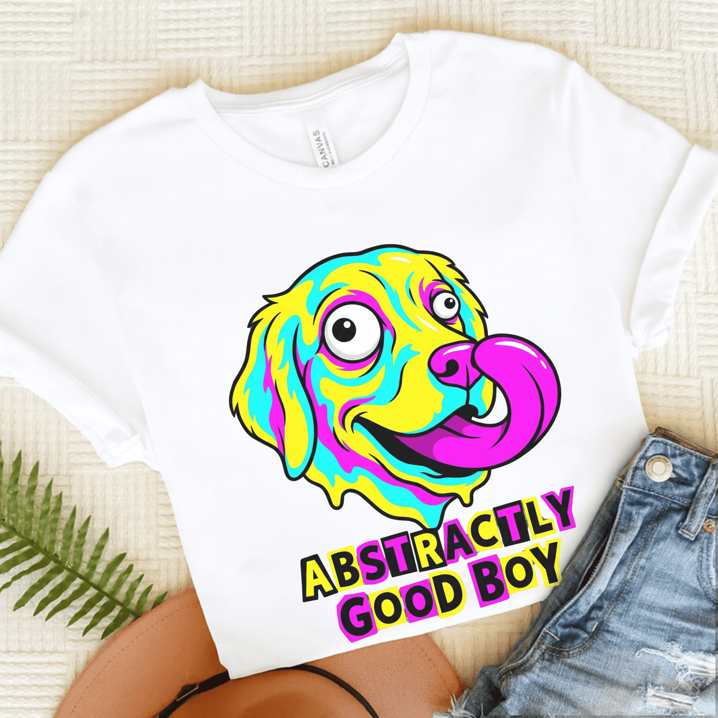 Golden Retriever Abstract Art Punk Unisex TShirt White