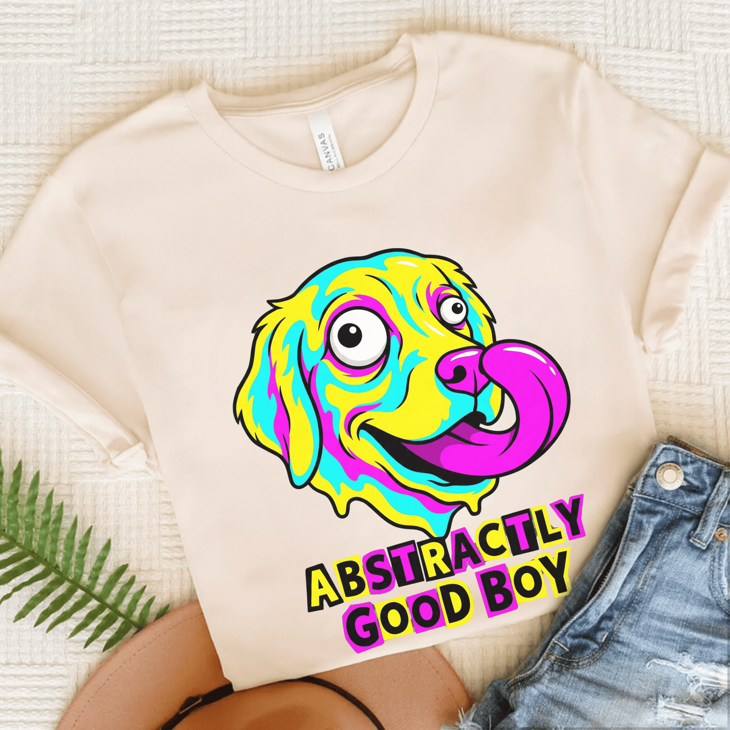 Golden Retriever Abstract Art Punk Unisex TShirt Natural