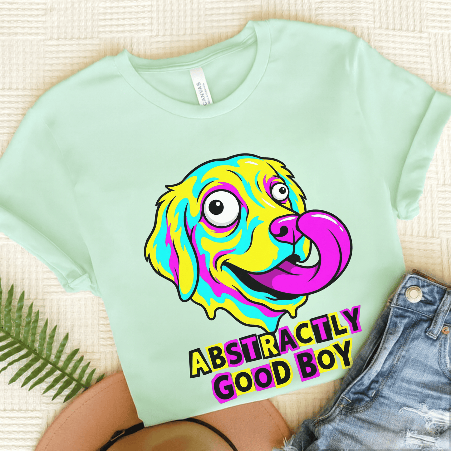 Golden Retriever Abstract Art Punk Unisex TShirt Heather Mint