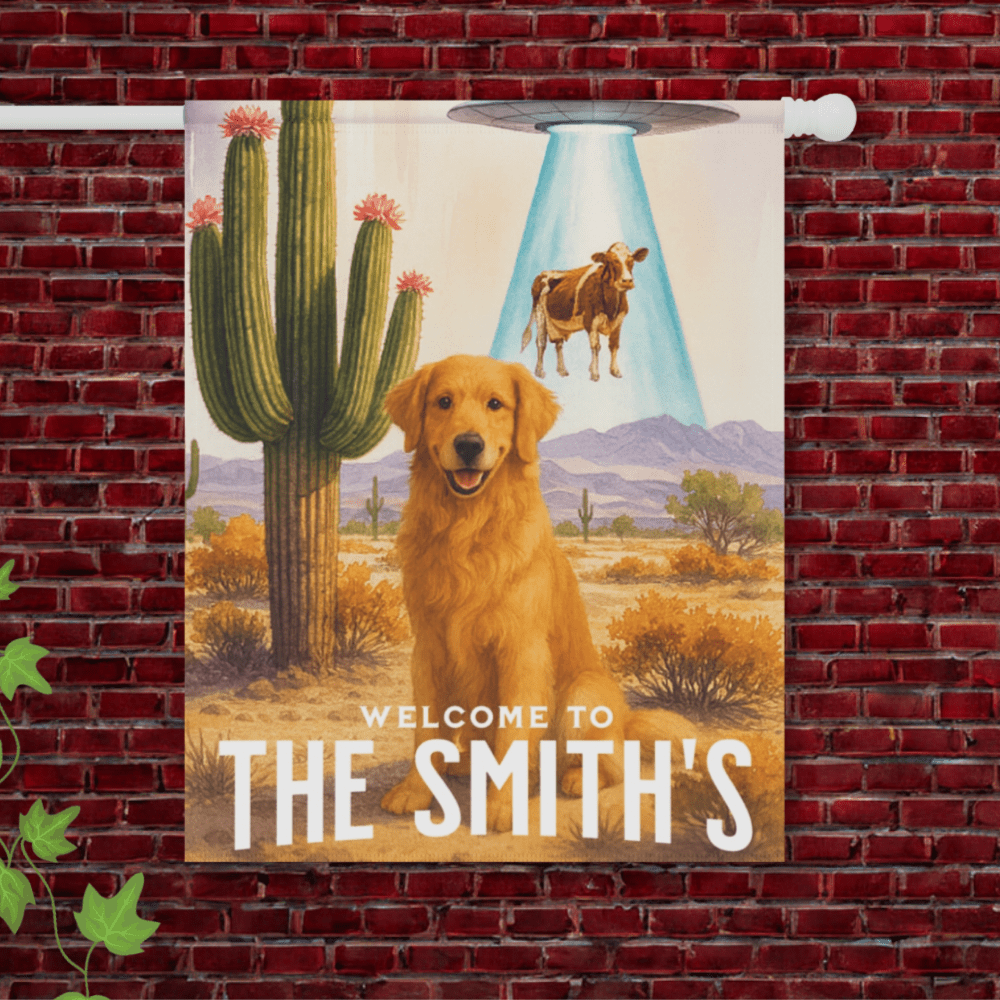 Golden Retriever Aliens Garden Flag 24.5'' × 32''