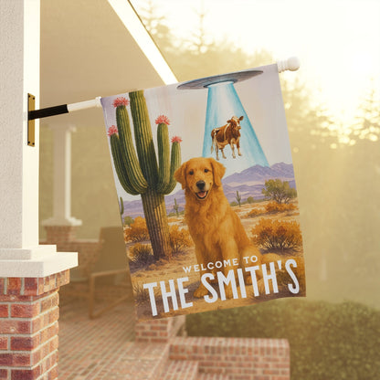 Golden Retriever Aliens Garden Flag