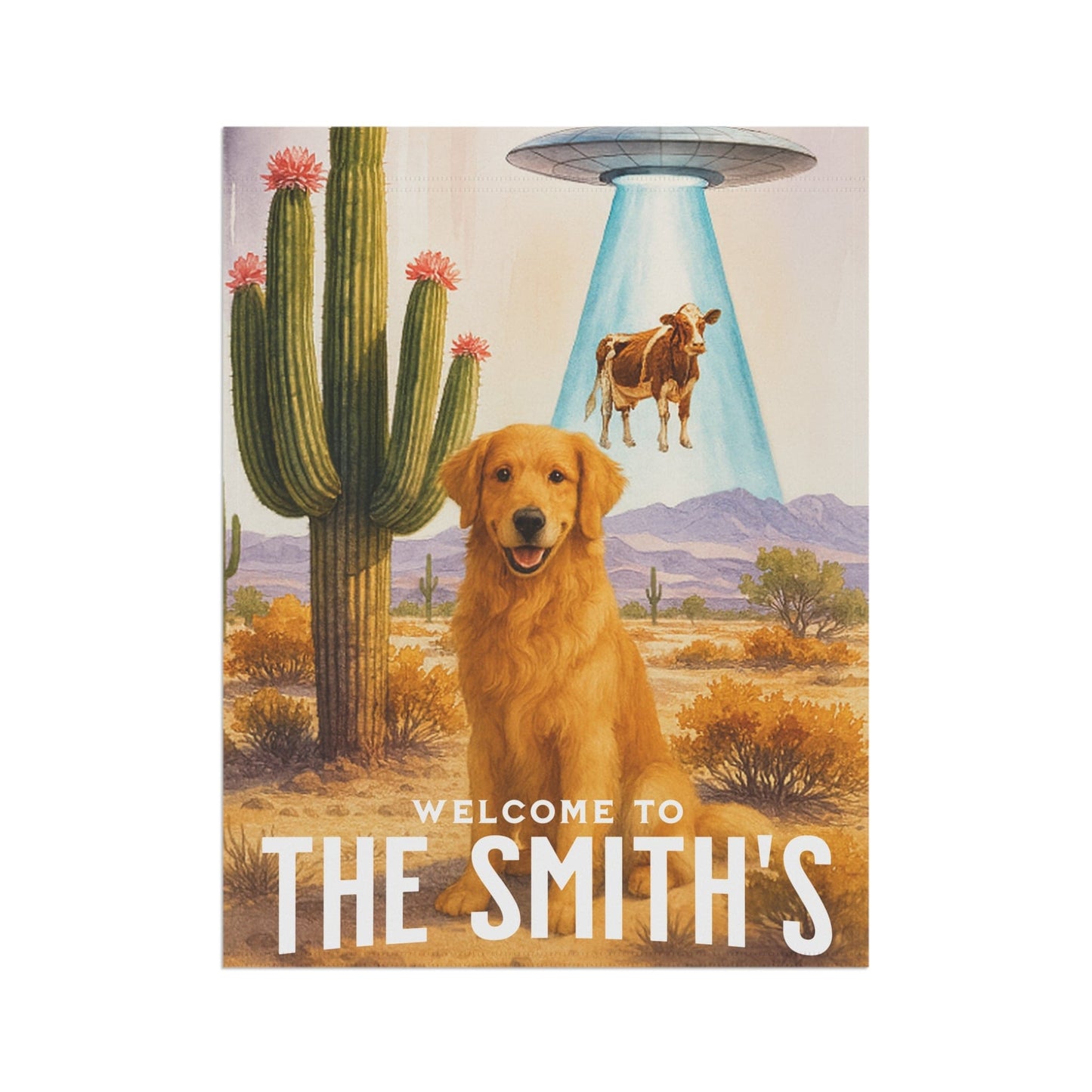 Golden Retriever Aliens Garden Flag