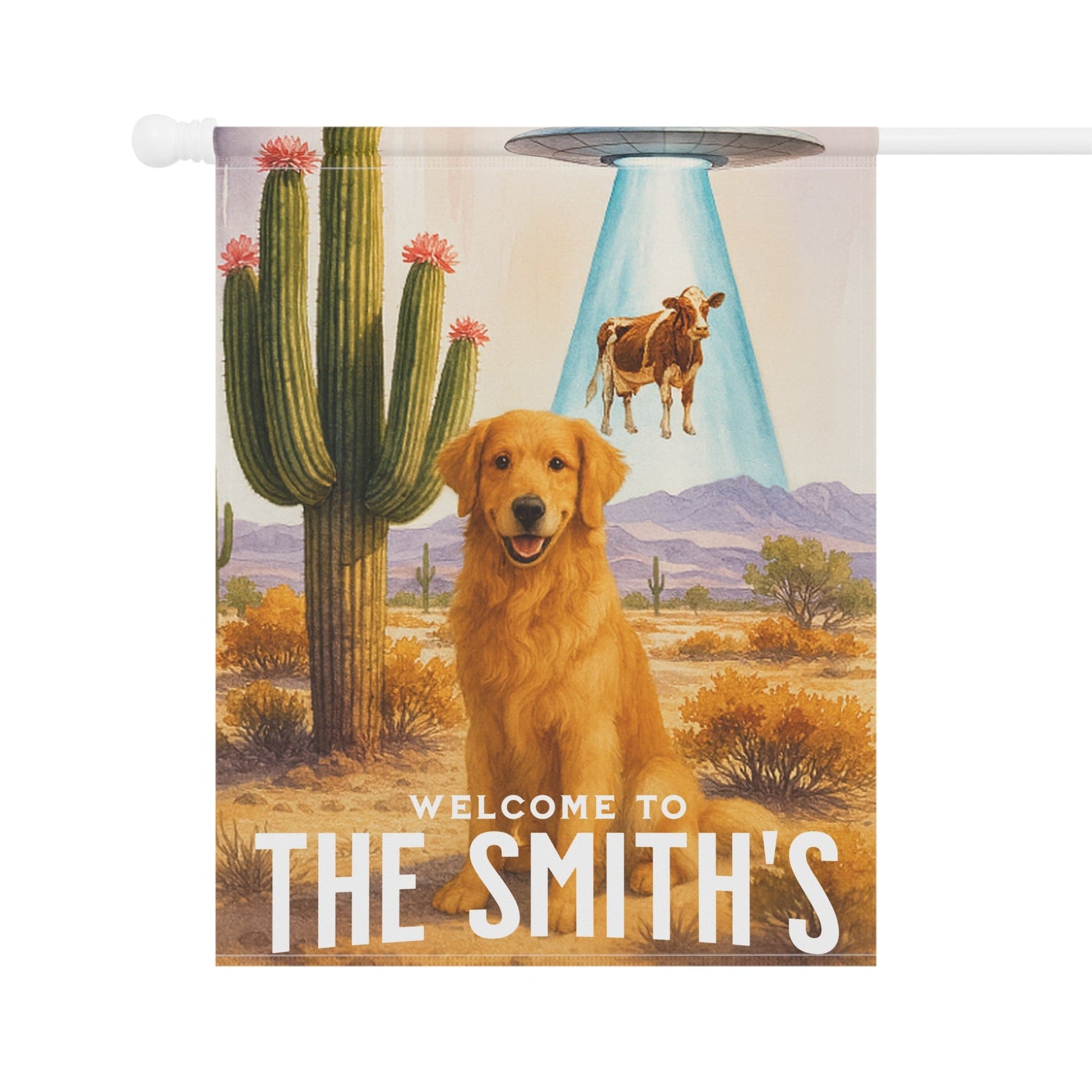 Golden Retriever Aliens Garden Flag