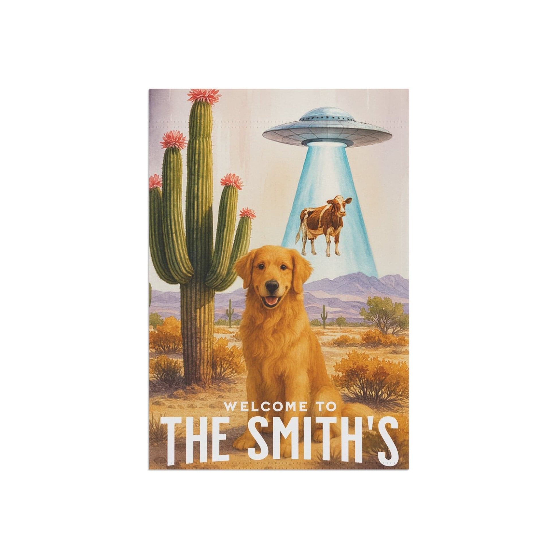 Golden Retriever Aliens Garden Flag