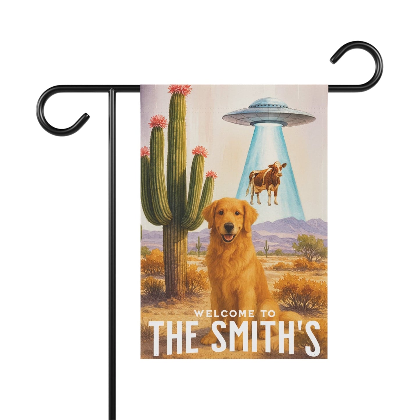 Golden Retriever Aliens Garden Flag