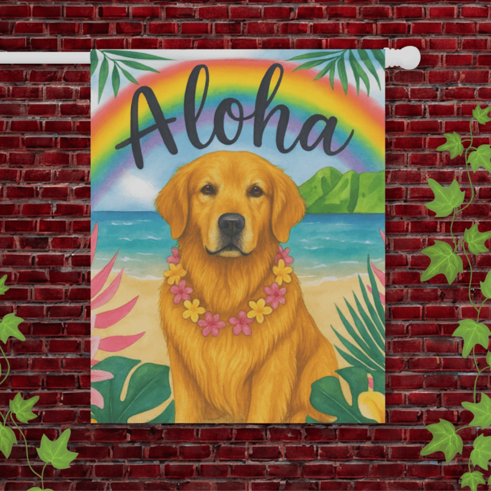 Golden Retriever Aloha Luau Garden Flag 24.5'' × 32''