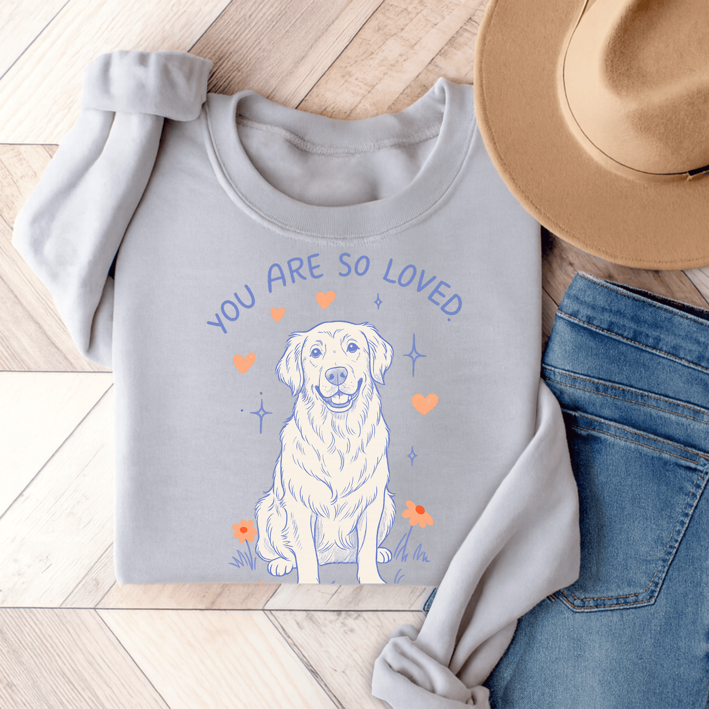 Golden Retriever Always Loved Unisex Sweatshirt Ash
