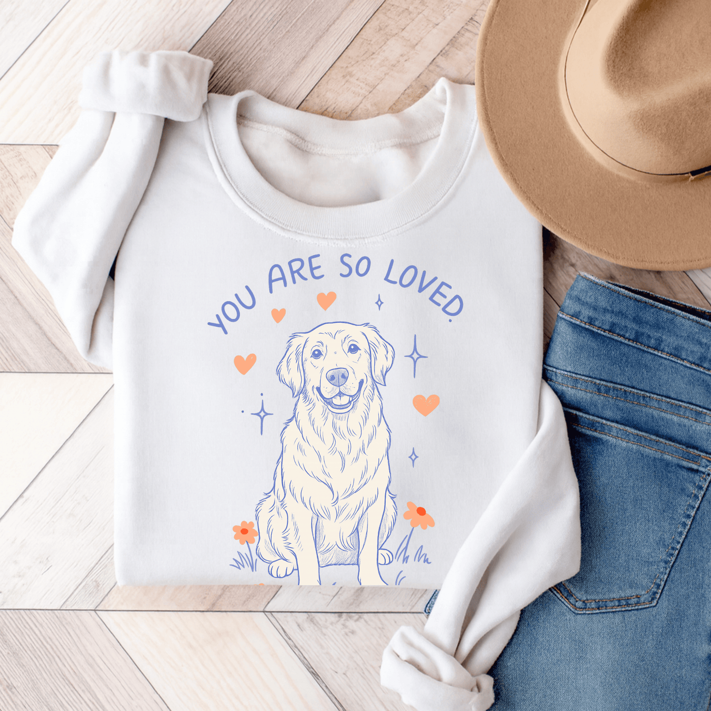 Golden Retriever Always Loved Unisex Sweatshirt White
