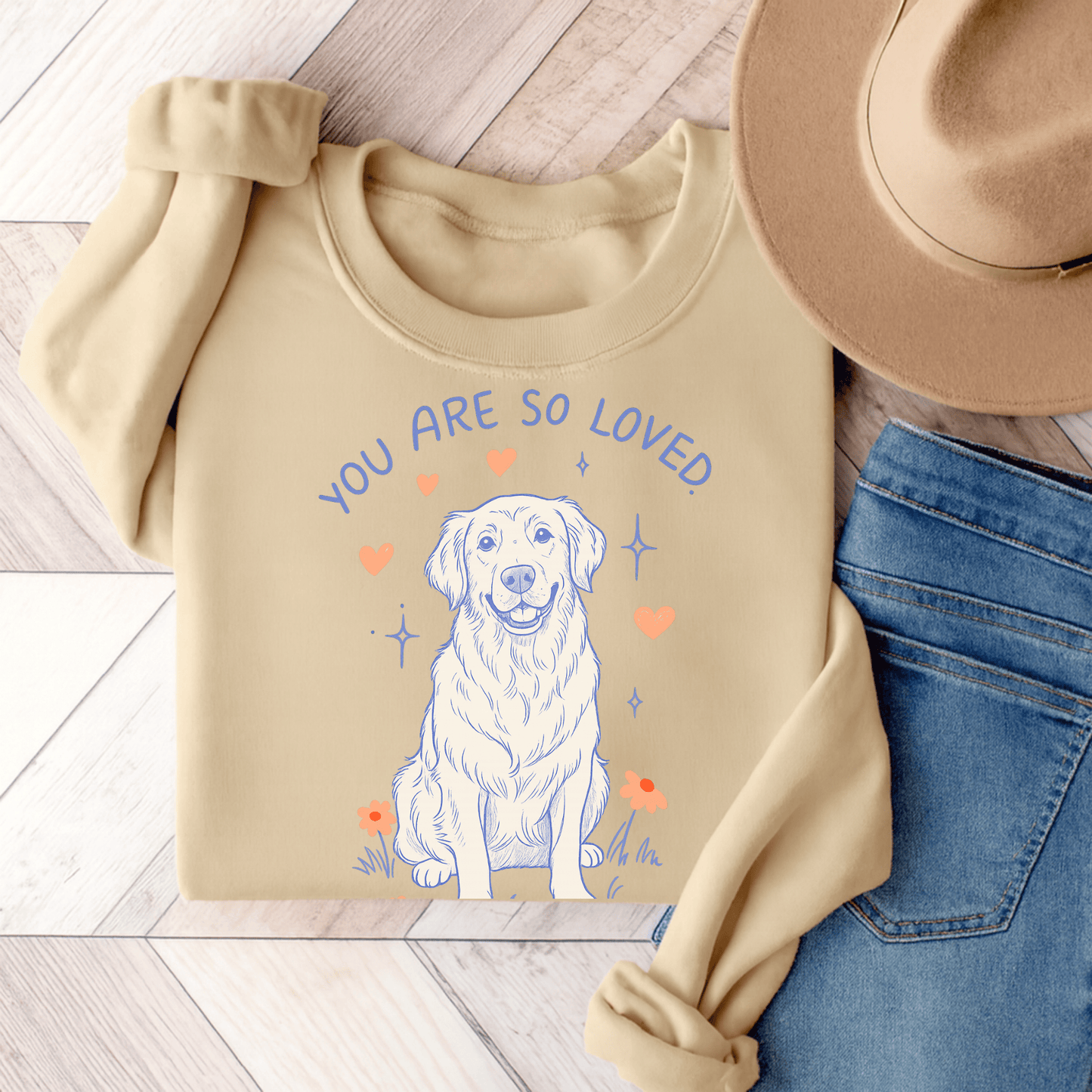 Golden Retriever Always Loved Unisex Sweatshirt Sand