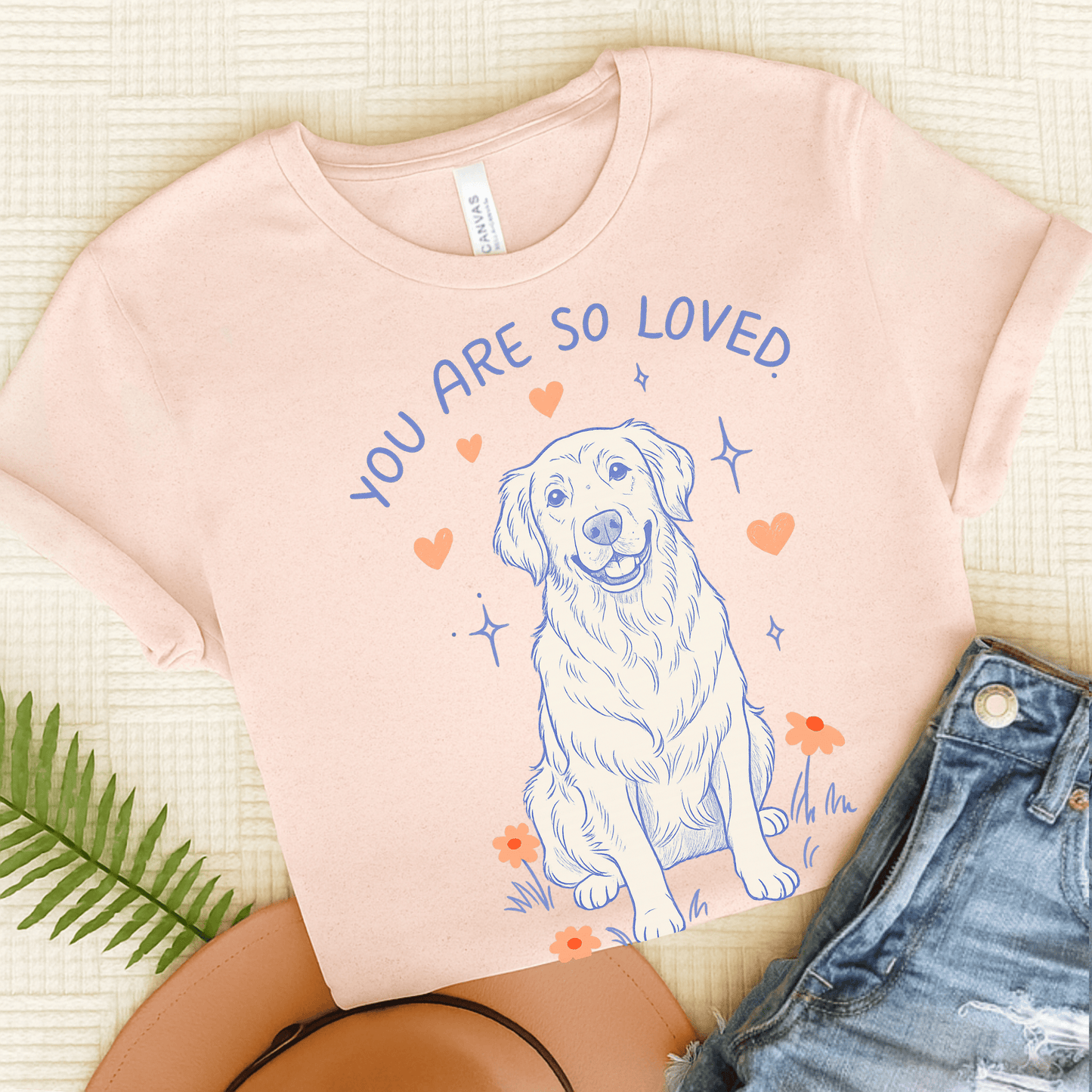 Golden Retriever Always Loved Unisex Tshirt Soft Pink
