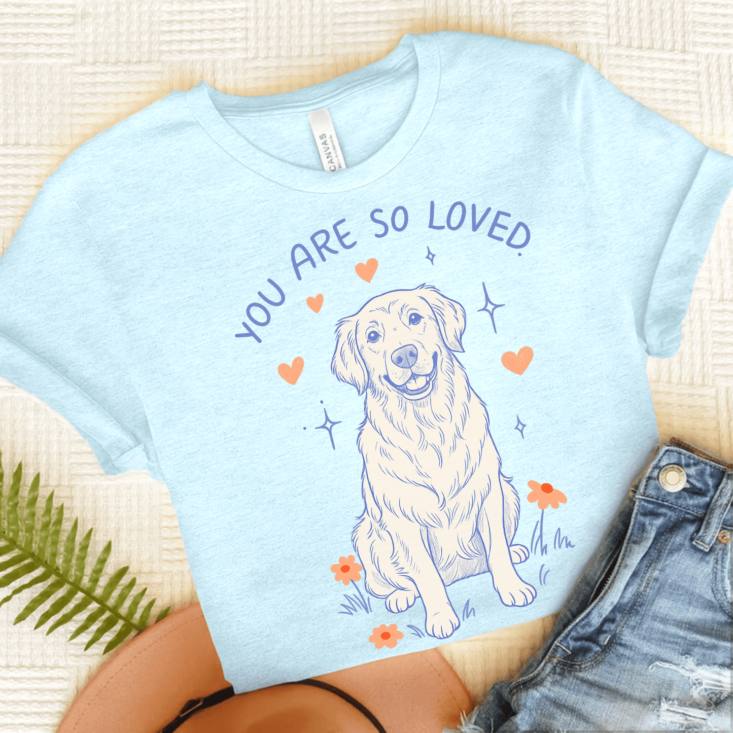 Golden Retriever Always Loved Unisex Tshirt Heather Ice Blue