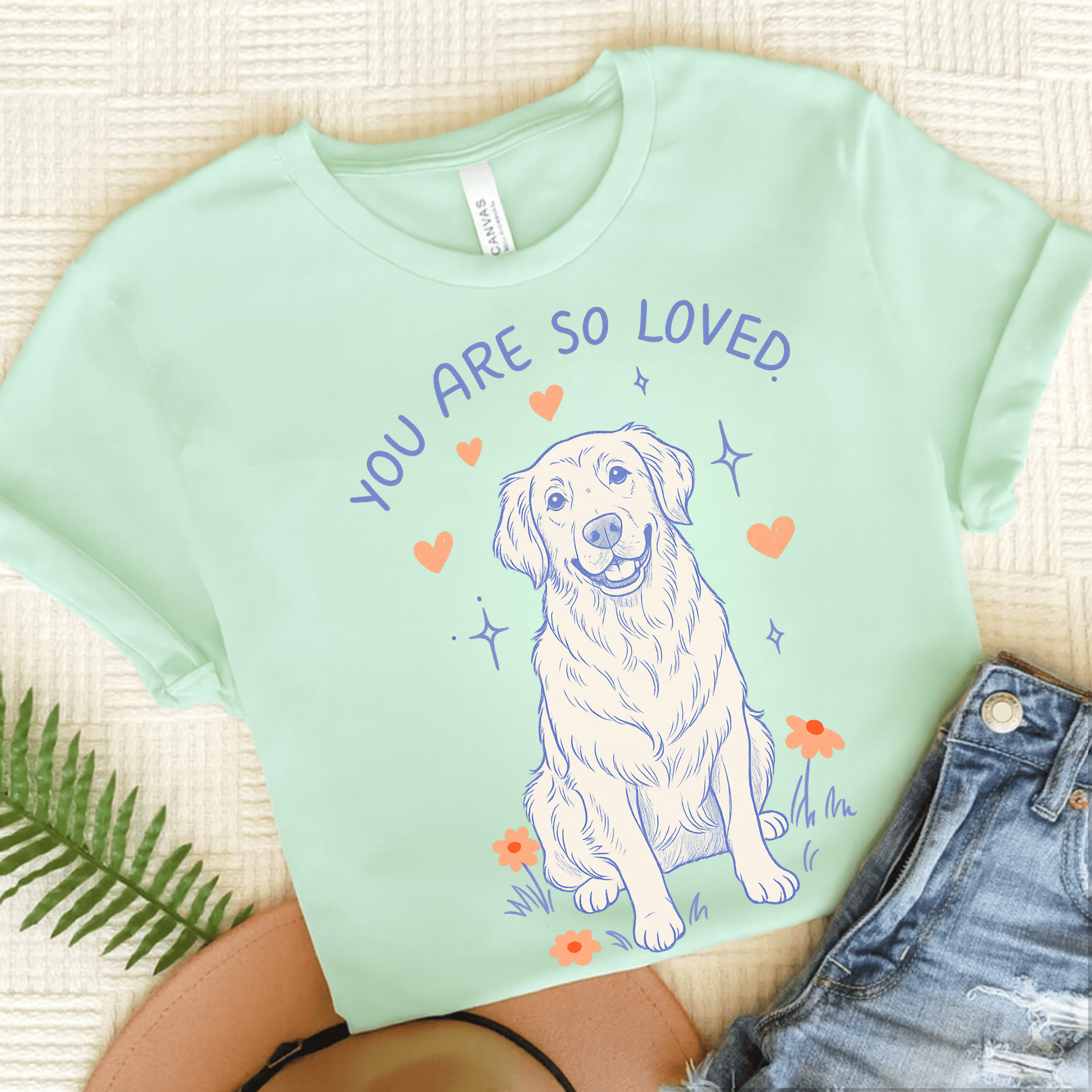 Golden Retriever Always Loved Unisex Tshirt Heather Mint