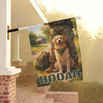 Golden Retriever Armed Forces Military Garden Flag