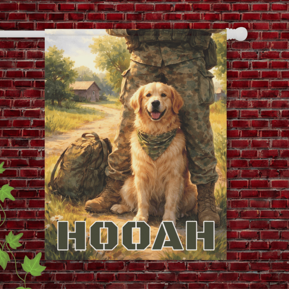 Golden Retriever Armed Forces Military Garden Flag 24.5'' × 32''