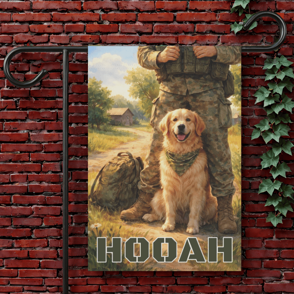 Golden Retriever Armed Forces Military Garden Flag 12'' × 18''