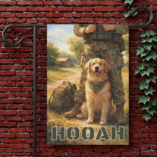 Golden Retriever Armed Forces Military Garden Flag 12'' × 18''