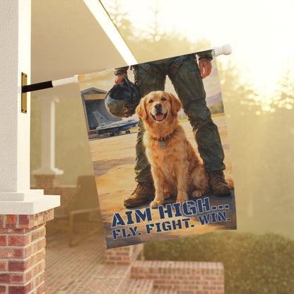 Golden Retriever Aviation Armed Forces Pilot Garden Flag