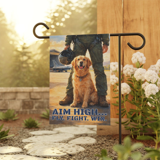 Golden Retriever Aviation Armed Forces Pilot Garden Flag