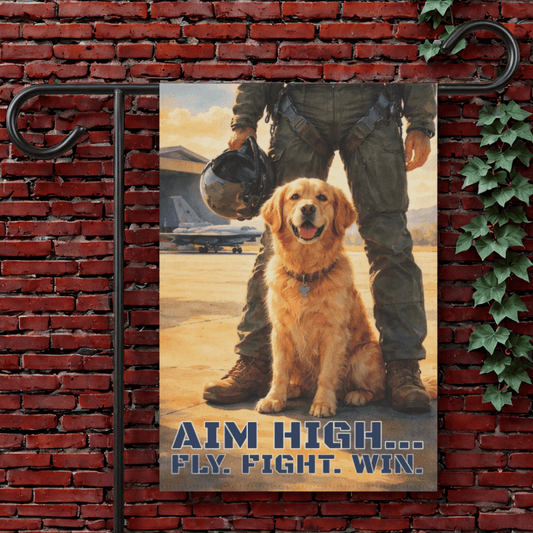 Golden Retriever Aviation Armed Forces Pilot Garden Flag 12'' × 18''