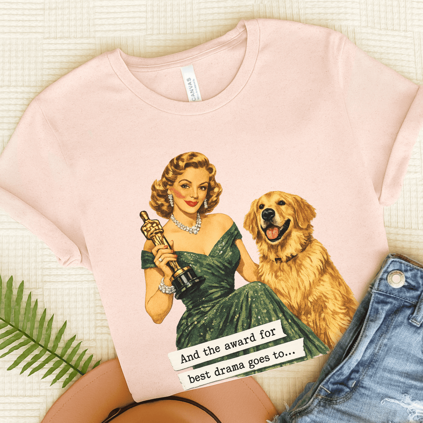 Golden Retriever Award for Best Drama Unisex TShirt Soft Pink