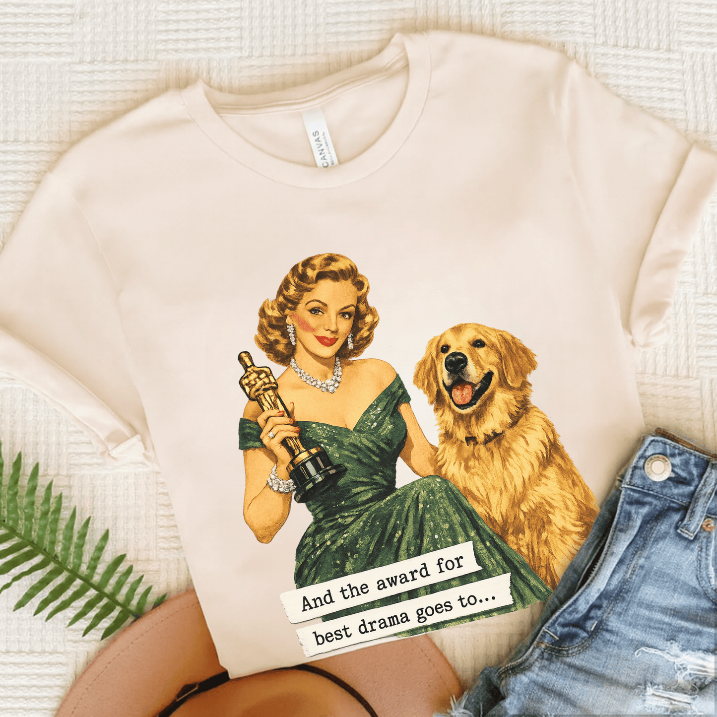 Golden Retriever Award for Best Drama Unisex TShirt Natural