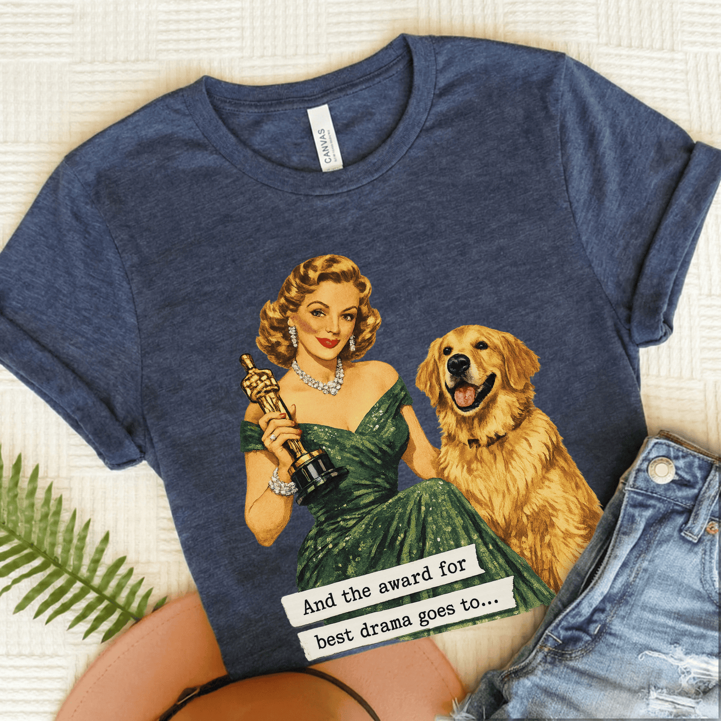 Golden Retriever Award for Best Drama Unisex TShirt Heather Navy